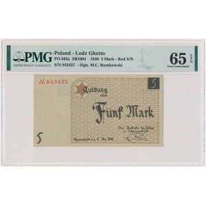 5 marek 1940 - numerator czerwony - PMG 65 EPQ