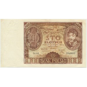100 złotych 1932 - Ser. AO. - znw. kreski na dole -
