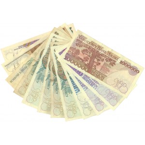 Zestaw banknotów PRL, 20-1 milion 1979-93 (12 szt.) - rzadkie serie
