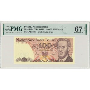 100 złotych 1986 - LP - PMG 67 EPQ - pierwsza seria rocznika -
