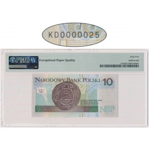10 złotych 1994 - KD 0000025 - PMG 65 EPQ - niski numer