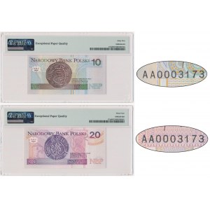 Zestaw, 10-20 złotych 1994 - AA 0003173 - PMG 64-5 EPQ - niski numer