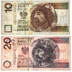 Zestaw, 10-20 złotych 1994 - AA 0003173 - PMG 64-5 EPQ - niski numer