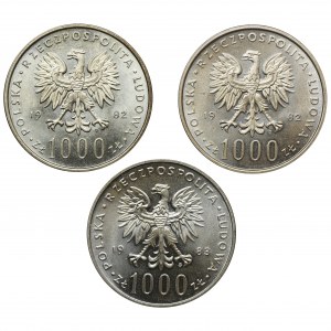 Zestaw, 1.000 złotych 1982-1983 Jan Paweł II (3 szt.)