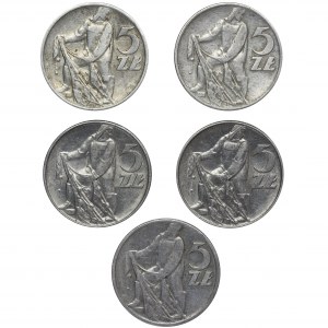 Zestaw, 5 złotych Rybak 1958-1973 (5 szt.)