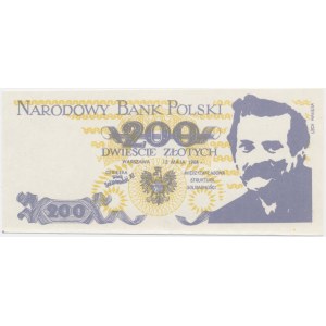 Solidarność, cegiełka 200 złotych 1984 - bez poddruku - Wałęsa - RZADKI -