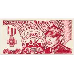 Solidarność, cegiełka 100 złotych 1985 - Rowecki Grot -
