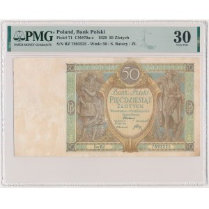 50 złotych 1929 - Ser.B.Z. - PMG 30 - rzadki wariant z kropką