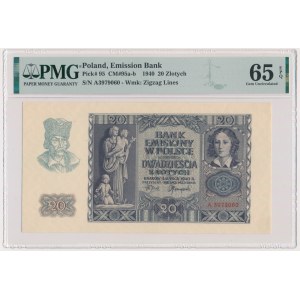 20 złotych 1940 - A - PMG 65 EPQ - PIERWSZA SERIA