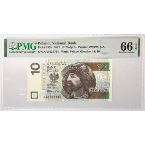10 złotych 2012 - AA - PMG 66 EPQ