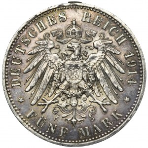 Germany, Prussia, William II, 5 Mark Berlin 1914 A