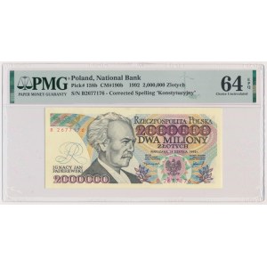 2 miliony złotych 1992 - B - PMG 64 EPQ