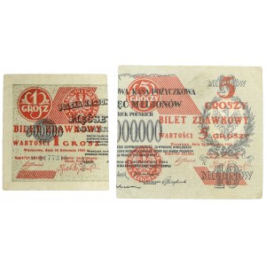 Karta z 1 i 5 groszy 1924 (2 szt.)