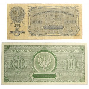 Karta z banknotem 1 milion i 5 milionów marek 1923 (2 szt.)