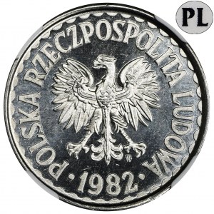 1 złoty 1982 - NGC MS65 PROOF LIKE - jak lustrzanka - gruba data