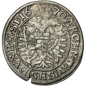 Silesia, Habsburg rule, Leopold I, 3 Kreuzer Breslau 1670 SHS