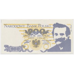 Solidarność, cegiełka 200 złotych 1984 - żółty poddruk - Wałęsa -