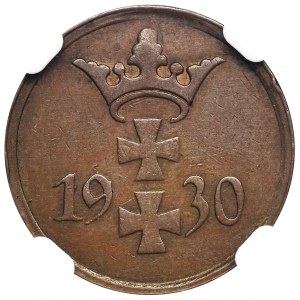 DESTRUKT, Wolne Miasto Gdańsk, 1 fenig 1930 - NGC AU55 BN