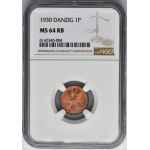 Wolne Miasto Gdańsk, 1 fenig 1930 - NGC MS64 RB