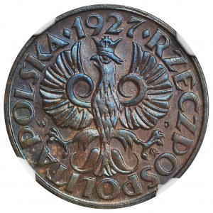 2 grosze 1927 - NGC MS64 BN - RZADKIE