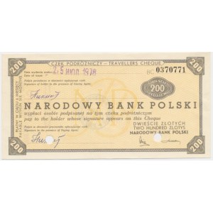 Czek podróżniczy NBP, 200 złotych 1976 - skasowany -