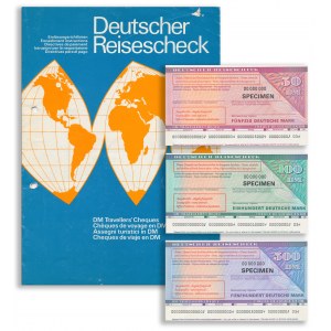 Niemcy, Deutscher Reisescheck, zestaw czeków 50-500 marek - WZÓR - (3 szt.)