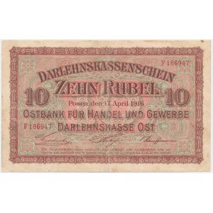 Posen, 10 Rubles 1916 - F -