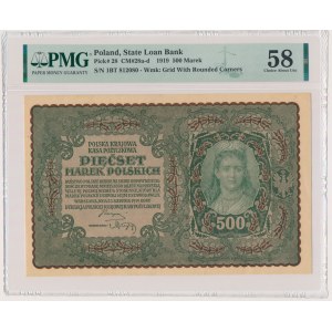 500 marek 1919 - I Serja BT - PMG 58