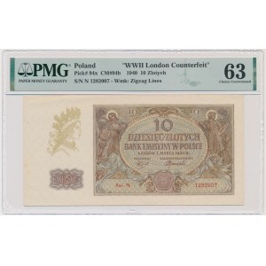 10 złotych 1940 - N - London Counterfeit - PMG 63