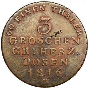 Grand Duchy of Posen, 3 groschen Breslau 1816
