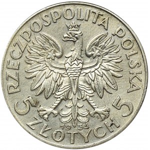 Głowa Kobiety, 5 złotych Warszawa 1934