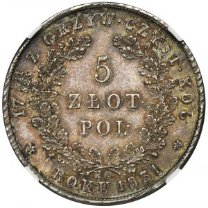 November Uprising, 5 zloty Warsaw 1831 KG - NGC MS61