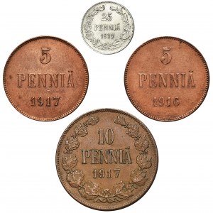 Set, Finland, Autonomy, Nicholas II, Penniä (4 pcs.)