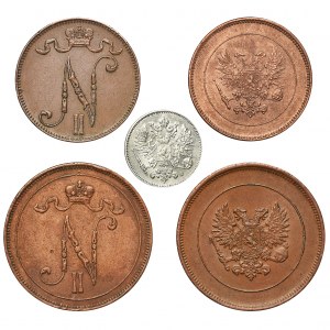 Set, Finland, Autonomy, Nicholas II, Penniä (5 pcs.)