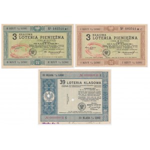 Zestaw losów loteryjnych 1937-52 (3 szt.)