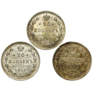 Set, Russia, Nicholas II, 20 Kopeck (3 pcs.)