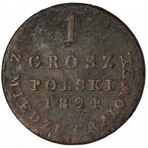 Królestwo Polskie, 1 grosz polski z MIEDZI KRAIOWEY Warszawa 1824 IB