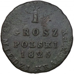 Królestwo Polskie, 1 grosz polski z MIEDZI KRAIOWEY Warszawa 1825 IB