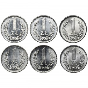 Zestaw, 1 złoty 1974-1981 (6 szt.)