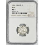 Sigismund III Vasa, Schilling Riga 1600 - NGC MS61