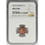 Free City of Danzig, 1 pfennig 1937 - NGC MS62 RB