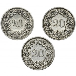 Szwajcaria, 20 Rappen (3 szt.)