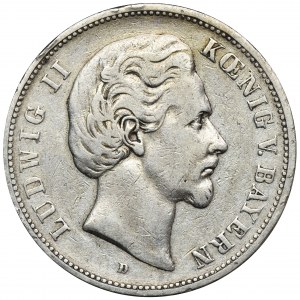 Germany, Bavaria, Ludwig II, 5 Mark Munich 1875