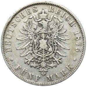 Germany, Bavaria, Ludwig II, 5 Mark Munich 1875