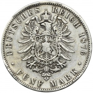 Germany, Kingdom of Prussia, Wilhelm I, 5 Mark Berlin 1876 A