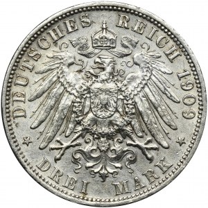 Germany, Kingdom of Prussia, Wilhelm II, 3 Mark Berlin 1909 A