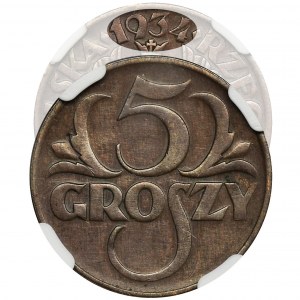 5 groszy 1934 - NGC AU DETAILS - RZADKIE