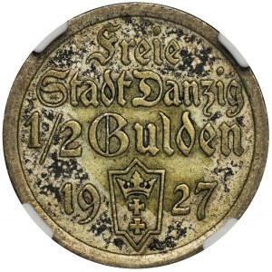Wolne Miasto Gdańsk, 1/2 guldena 1927 - NGC AU55
