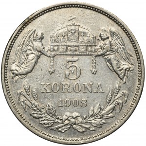 Hungary, Franz Joseph I, 5 Korona Kremnitz 1908 KB