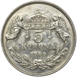 Węgry, Franciszek Józef I, 5 Koron Kremnica 1909 KB